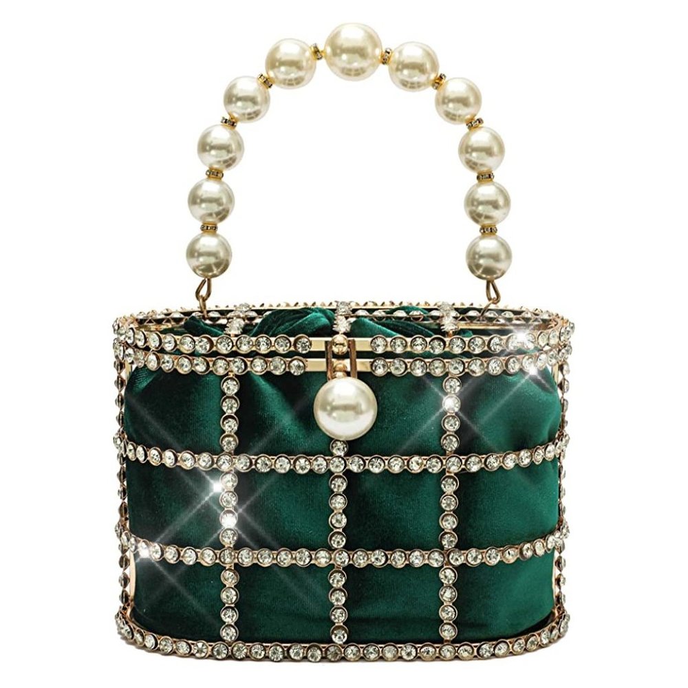 NEW Sparkling Bling Swarovski Crystal Pearl Clutch Purse Bag: Beige + FR… - Picture 14 of 17